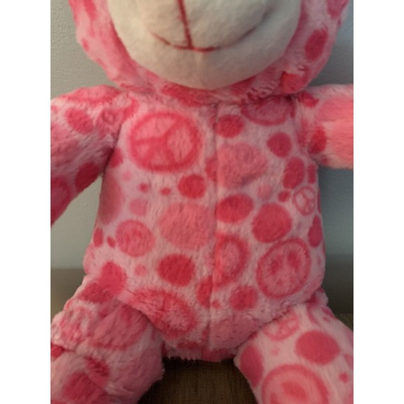 Teddy Mountain Pink Peace Sign Bear 16" Plush Musical Plays Twinkle Little Star - Picture 5 of 9